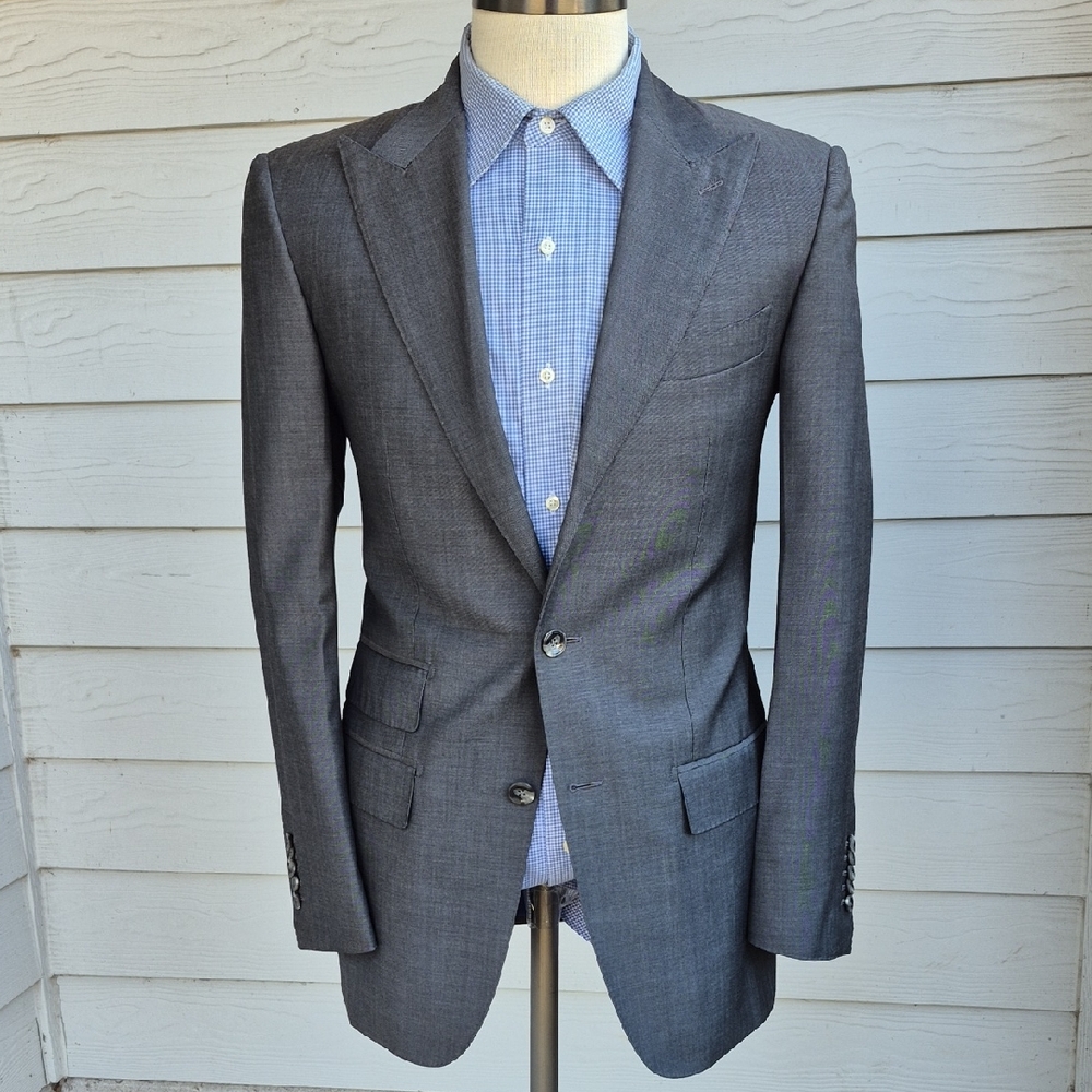 SUITSUPPLY Solid Grey Pure Wool Super 120s Mens Sz 38 R Sport‎ Coat Blazer